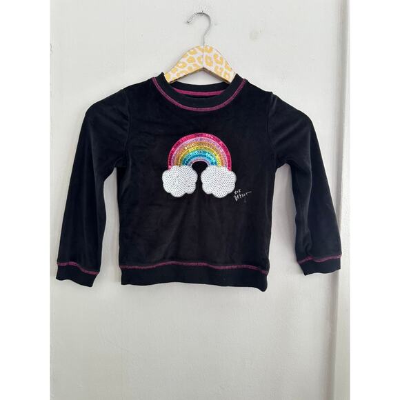 BETSEY JOHNSON Girls Black Rainbow Sweatshirt | Size 6 - Picture 1 of 4
